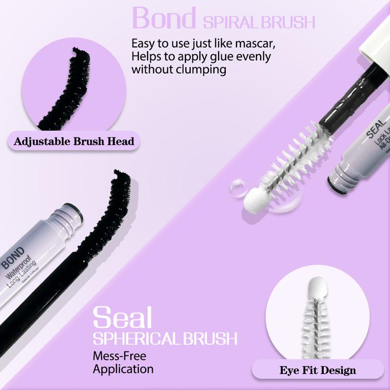 uCoolMe Lash Bond and Seal with Glue Remover Kit Beginner Friendly Makeup DIY Lash Extension at Home Waterproof and Long Lasting D Curl Cluster Magic 088+ Individual Lash For Young Girl