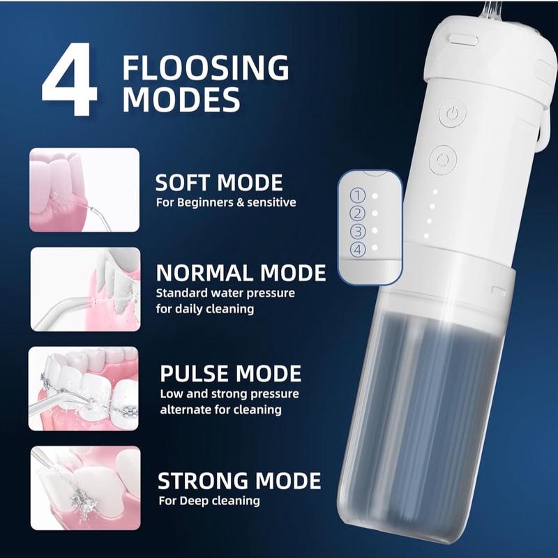 Portable Water Flosser for Teeth, Oral Irrigator, Cordless Mini Water Dental Flosser with Telescopic Water Tank, IPX7 Waterproof, Home & Travel Teeth Cleaner Picks for Teeth & Braces Care