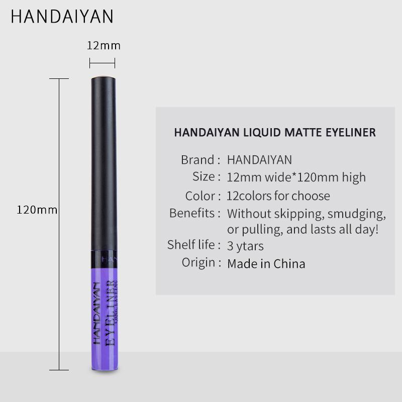 HANDAIYAN 12 Colors Matte Liquid Eyeliner Set Colorful UV Neon Eyeliner Pencil Pigmented Waterproof Smudgeproof Long Lasting Eye Liner Xmas Christmas Festival Makeup Gift Kit for Women