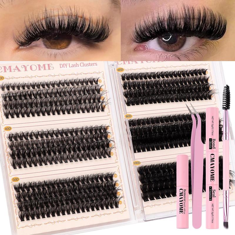 Eyelash Extensions Kit, 1 Set Mixed Length Individual False Eyelashes with Eyelash Glue & Eyelash Brush & Tweezers & False Eyelash Remover