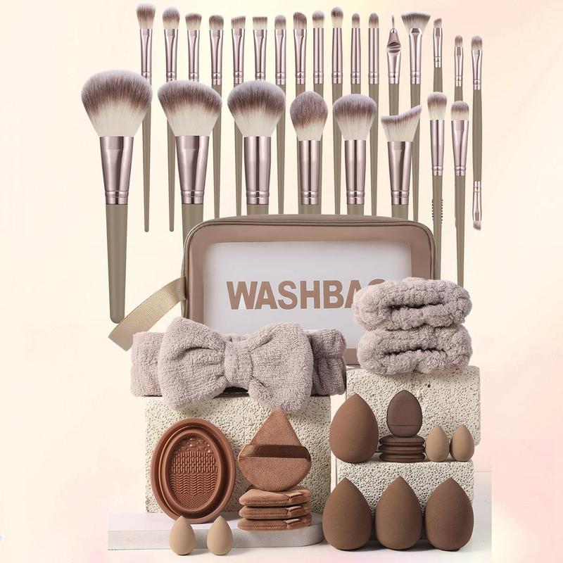 Makeup Tool Set, 46pcs set Makeup Tools & Face Cleansing Tools & Storage Bag, Professional Makeup Tool Accessories for Women & Girls Travel, Cosmetic Kit, Makeup Kit,  Brushes for Makeup