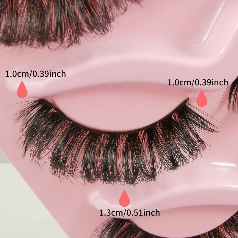 Waterproof Curling Eye Makeup Lashes Strips, 10 Pairs 3D Cat Eye False Eyelashes, Reusable Fluffy Volumized Faux Cluster Lashes