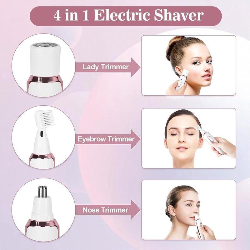 4 in 1 Multi-use Electric Eyebrow Trimmer Set, 1 Box Portable Rechargeable Eyebrow Shaver, Wet & Dry Electric Hair Shaving Tool for Face, Nose, Leg, Christmas, Fall, Winter Gift, Christmas Gift