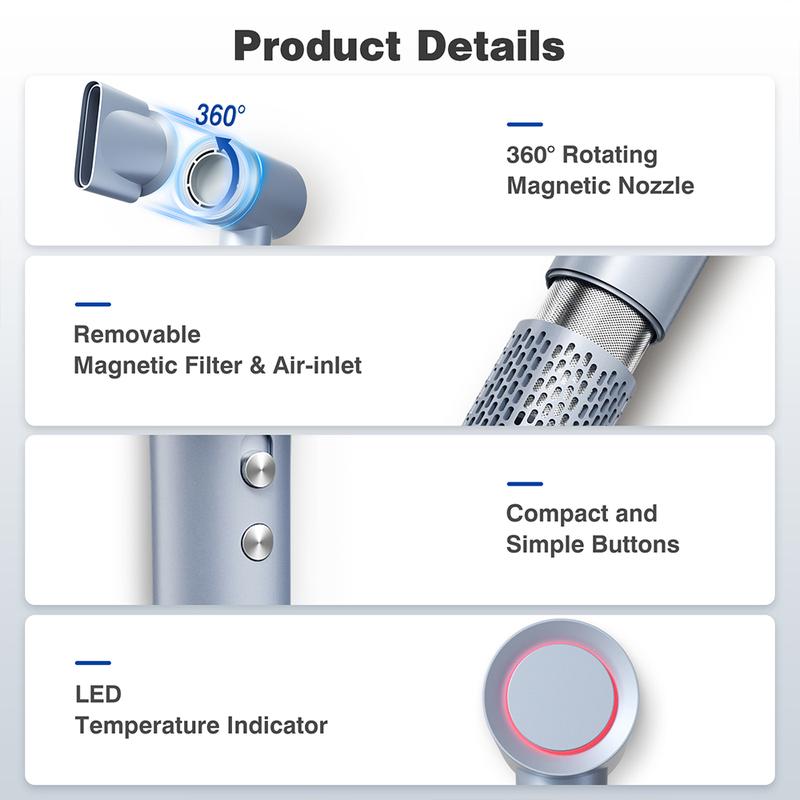 Tideway High-speed Hair DryerBrushless Motor & lonic Technology 4Temperature Settings Thermo ControlTechnology Ergonomic Design