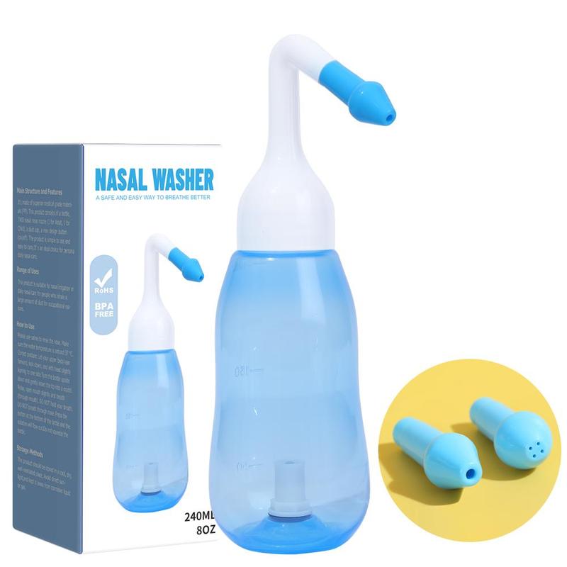 Nasal Wash System, 240ML Nasal Wash Bottle with Nasal Wash Salt Packets, Nasal Irrigation System, Nasal Cleaning Tool for Adults & Kids