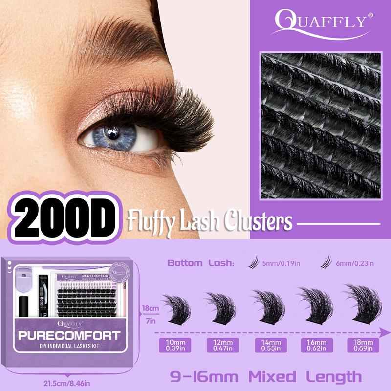 Fluffy False Eyelashes Kit, 1 Box Mixed Length Individual False Eyelashes with Eyelash Extension Glue & Tweezers & Brush & Eyelash Curler & Glue Remover, Eye Makeup Tool, Christmas, Christmas Gift