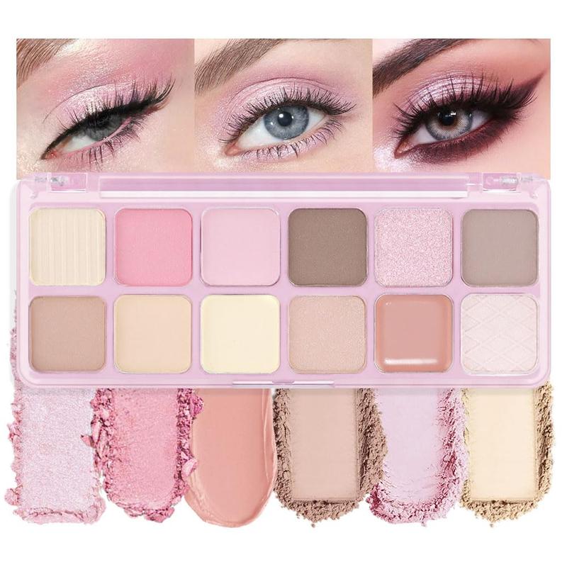 12-Color Pink Eyeshadow Palette for Versatile Day-to-Night Looks – Blendable, Long-Lasting, and Highly Pigmented. Elevate Your Eye Makeup