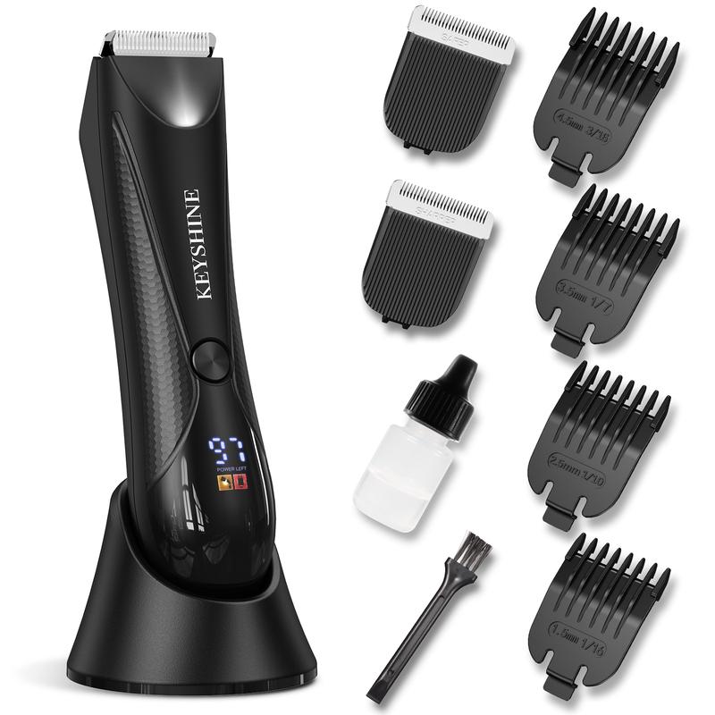 Keyshine 2-in-1 Groin Hair Trimmer Body Groomer for Men with 2 Replaceable Ceramic Blades, Waterproof for Beard Nose Chest Armpit Leg Hair Comfort