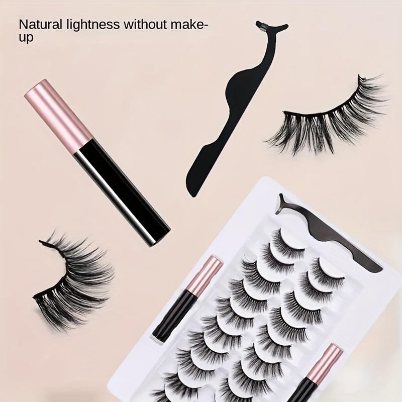 12 Pairs Magnetic Eyeliner & False Eyelashes, Natural Simulation Curly Magnetic Eyelashes, Natural Curling Strip Lashes, Soft and Curl Fake Lashes for Women