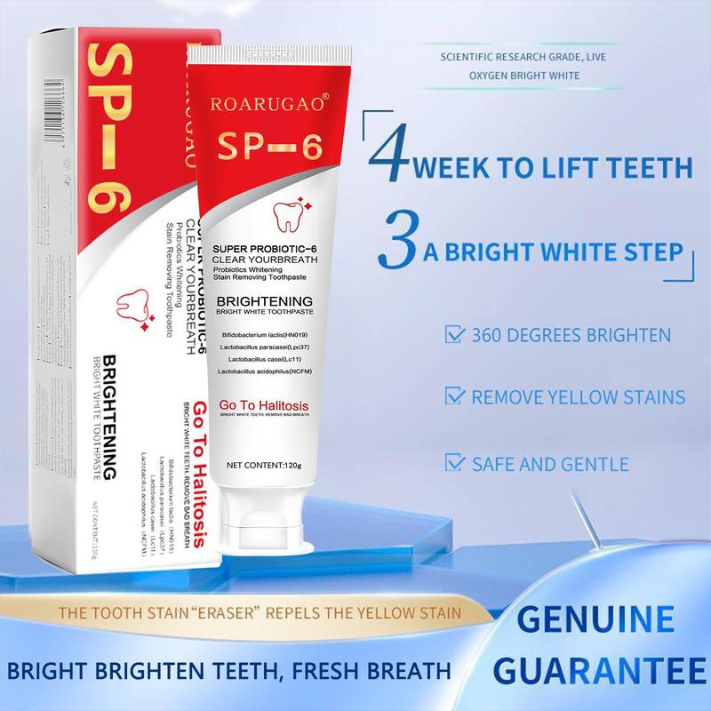 [$15.99 Get 2 Pack] SP-6 Probiotic Toothpaste - Enhanced Formula Nourishes Oral Microbiome, Eliminates Stains, & Ensures Lasting Fresh Breath