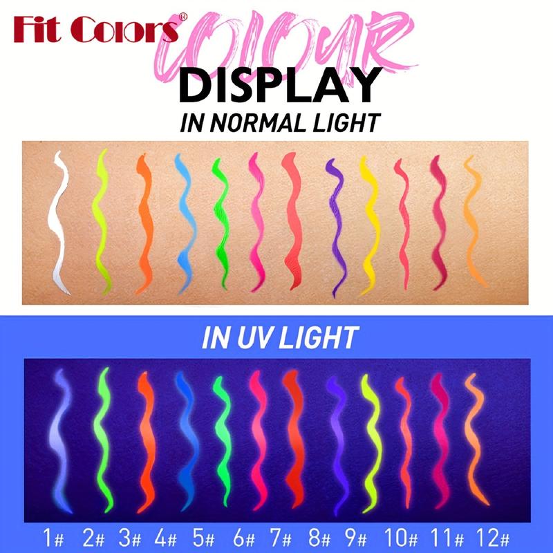 12 Colors UV Neon Liquid Eyeliner Set, Matte Colored Eyeliners Pen, Colorful Waterproof Smudge-proof Pigmented Graphic Liners, Delineadores de Colores Para Ojos Eye Makeup Gift Kit