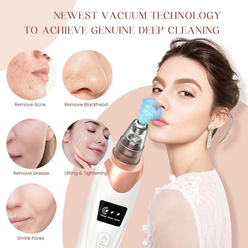 Blackhead Remover Pore Vacuum, 5 Suction Levels with 5 Probes, USB Rechargeable Acne Extractor Tool for Women, Electric Facial Pore Cleaner