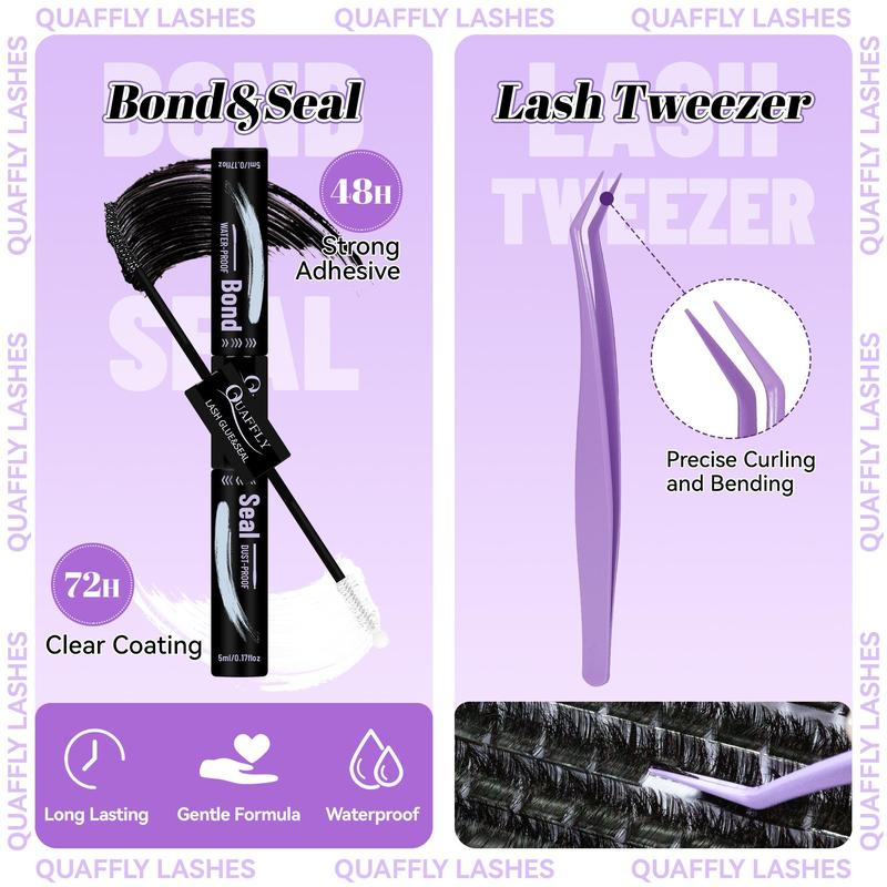 Fluffy False Eyelashes Kit, 1 Box Mixed Length Individual False Eyelashes with Eyelash Extension Glue & Tweezers & Brush & Eyelash Curler & Glue Remover, Eye Makeup Tool, Christmas, Christmas Gift