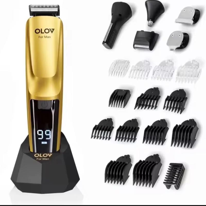 OLOV Beard Hair Trimmer for Men All-in-One Mens Grooming Kit for Beard, Nose, face, Cordless Hair Clippers Electric Razor