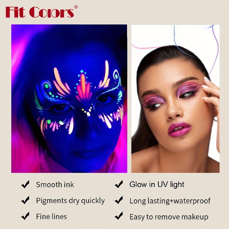 12 Colors UV Neon Liquid Eyeliner Set, Matte Colored Eyeliners Pen, Colorful Waterproof Smudge-proof Pigmented Graphic Liners, Delineadores de Colores Para Ojos Eye Makeup Gift Kit