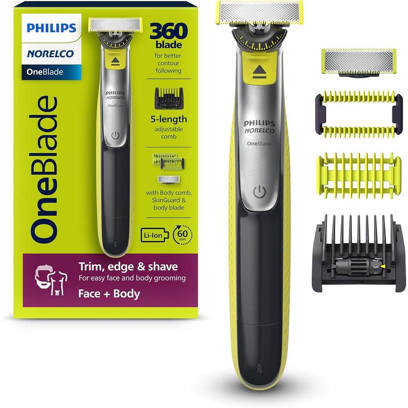 Philips Norelco OneBlade 360 Face + Body, Hybrid Electric Razor and Beard Trimmer for Men with 5-in-1 Face Stubble Comb and Body Hair Trimmer Kit, QP2834 70