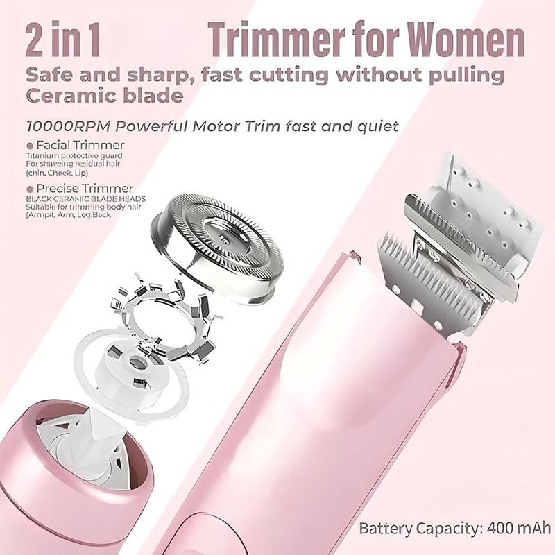 Electric Epilator Hair Removal, 2 in 1 Dual-head Electric Razor, Portable Hair Trimmer for Armpits Legs Arms Body, Wet & Dry Use Hair Removal Kit, Epilator Hair, Christmas Gift, Skincare Tools