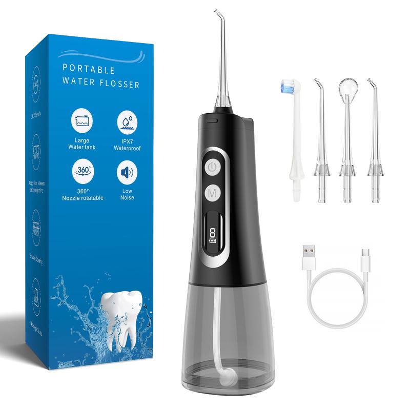 MLIKANG Water Flosser  Tooth Cleaner, 300ML Tank, 4 Replaceable Jet Tips,Oral Irrigator  for Home and Travel