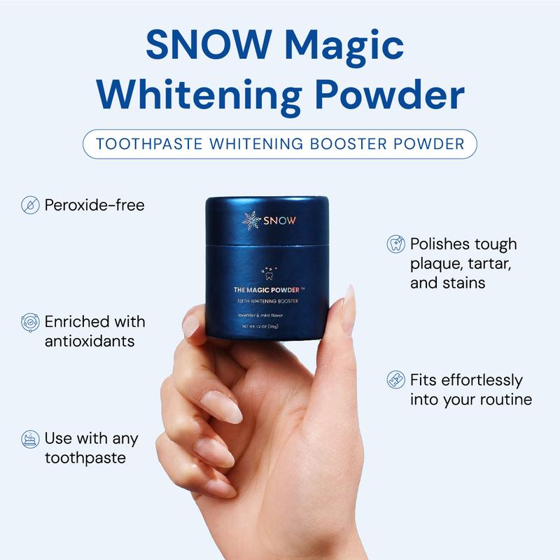 Snow Teeth Whitening Magic Powder | Adds Whitening Effects to Any Toothpaste | Infused with Calcium Carbonate for White Teeth | Lavender & Mint