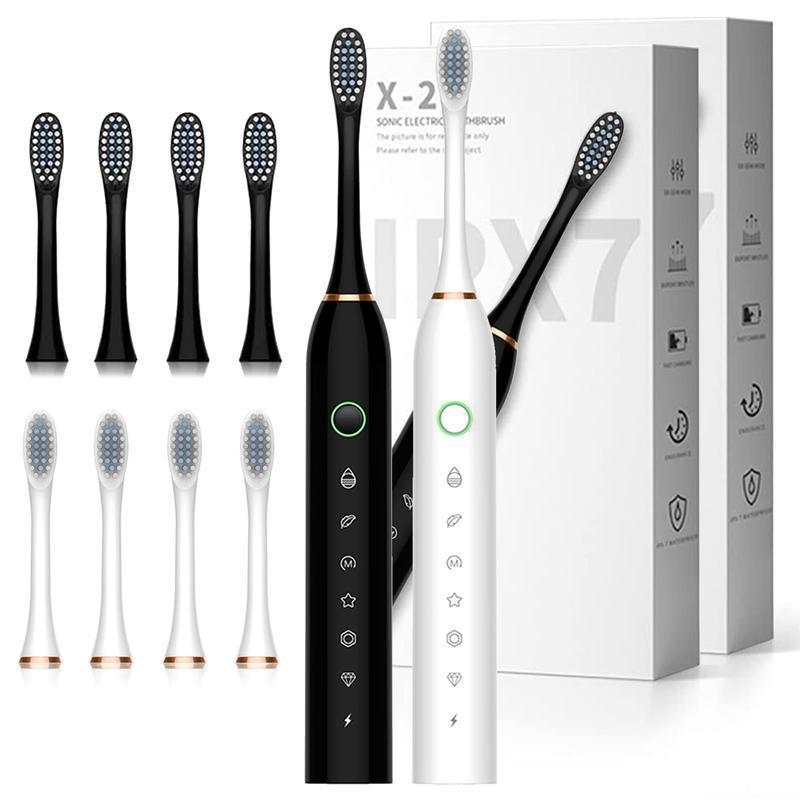 Portable Electric Toothbrush Set, 1 Set Electric Toothbrush & Replacement Brush Heads, Oral Care Products for Adults, Gift for Boyfriend, Christmas Gift