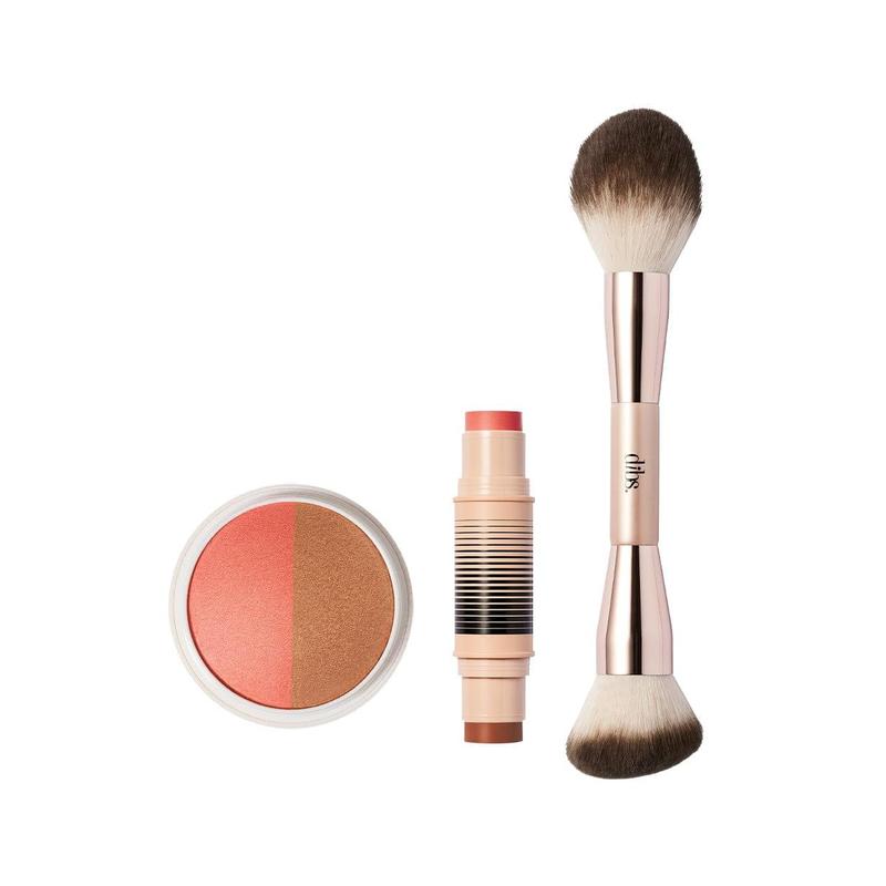 DIBS Beauty Sweet Cheeks Set - Desert Island Duo Cream Blush & Bronzer, Duet Baked Blush, and Duo Brush Face