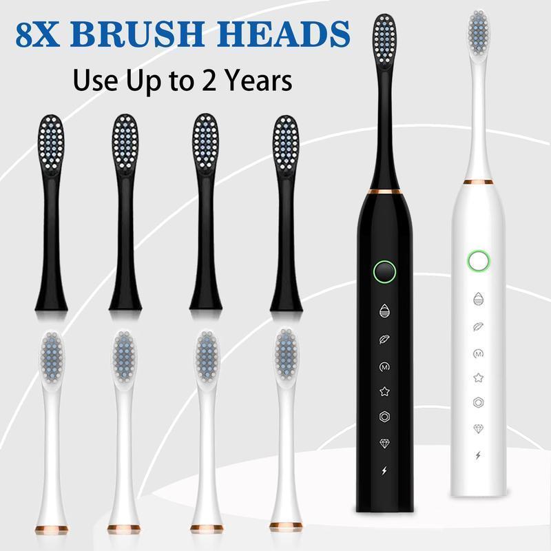 Portable Electric Toothbrush Set, 1 Set Electric Toothbrush & Replacement Brush Heads, Oral Care Products for Adults, Gift for Boyfriend, Christmas Gift