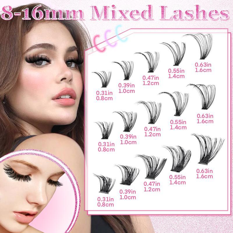 Mixed Lengths Individual False Eyelashes, 1 Box Natural Look Eyelash Extensions, Self Grafting Curl Eyelashes for Eyelashes Extensions, Eye Makeup Enhancement False Eyelashes, Christmas Gift