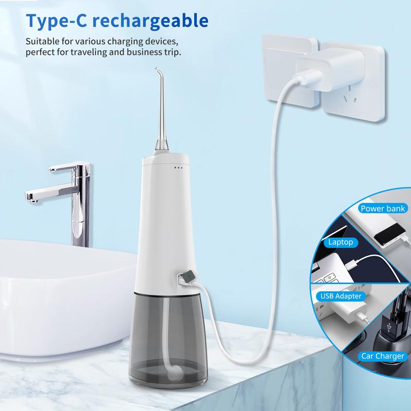 MLIKANG Water Flosser  Tooth Cleaner, 300ML Tank, 4 Replaceable Jet Tips,Oral Irrigator  for Home and Travel