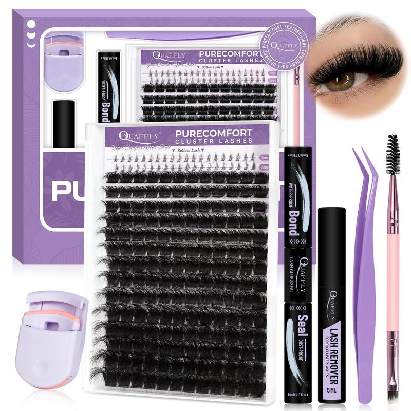 Fluffy False Eyelashes Kit, 1 Box Mixed Length Individual False Eyelashes with Eyelash Extension Glue & Tweezers & Brush & Eyelash Curler & Glue Remover, Eye Makeup Tool, Christmas, Christmas Gift