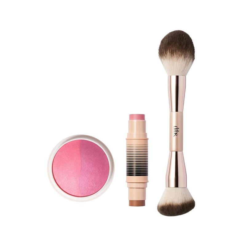 DIBS Beauty Sweet Cheeks Set - Desert Island Duo Cream Blush & Bronzer, Duet Baked Blush, and Duo Brush Face