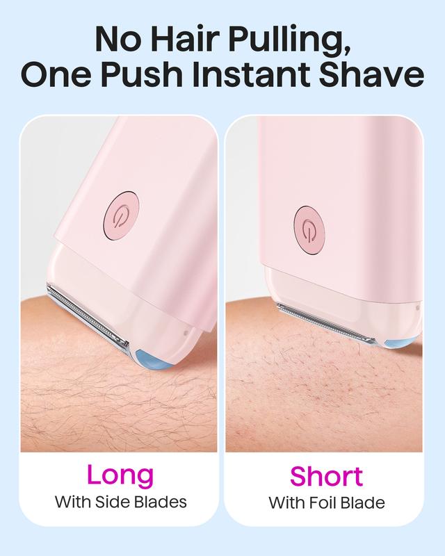 Wavytalk Electric Shaver Cordless Razor for Womens Arms Legs Body Bikini Underarm,Rechargeable Trimmer with Detachable Head Wet Dry Use