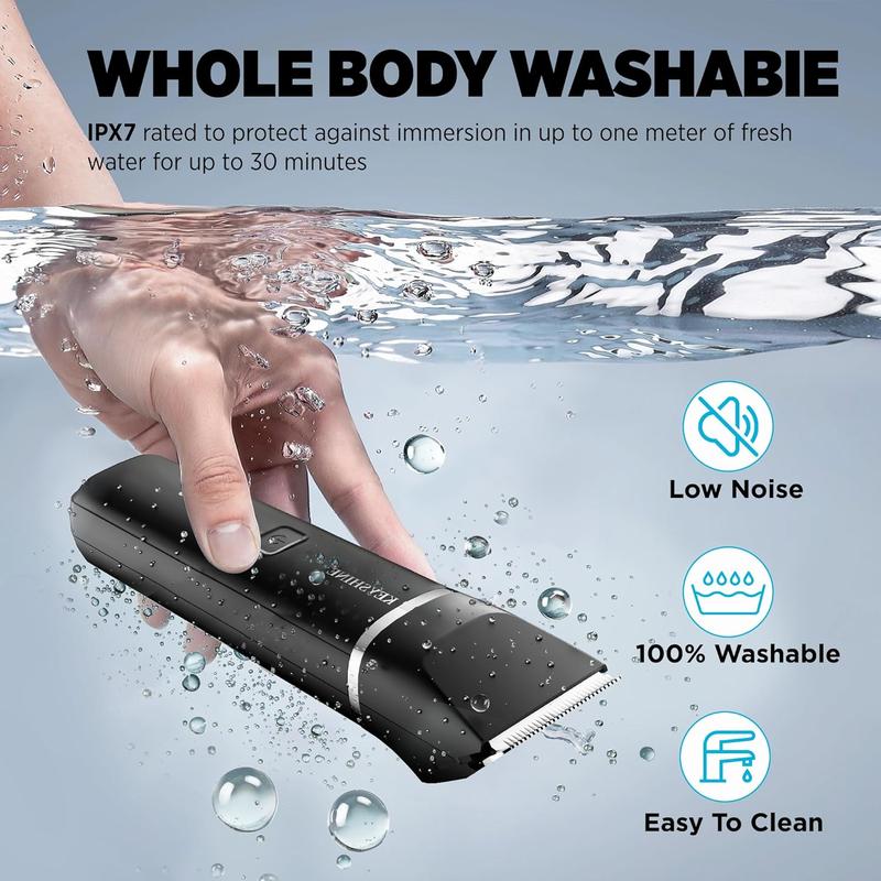 Keyshine 2-in-1 Groin Hair Trimmer Body Groomer for Men with 2 Replaceable Ceramic Blades, Waterproof for Beard Nose Chest Armpit Leg Hair Comfort