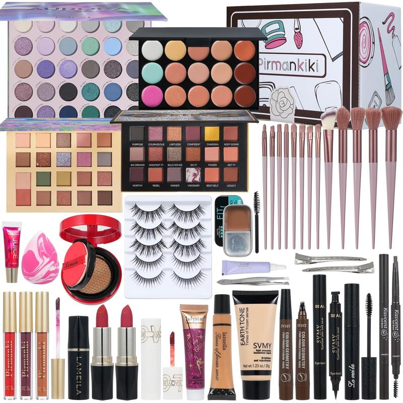 All in One Makeup Kit for Women Full Kit,Travel Makeup Set,Makeup Gift Set for Girls & Teen,Professional Makeup Kit Includes lash Clusters Kit Eyeshadow Lipstick Brow Pencil Eyeliner Brush Set