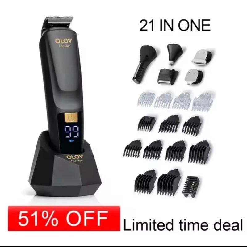 OLOV Beard Hair Trimmer for Men All-in-One Mens Grooming Kit for Beard, Nose, face, Cordless Hair Clippers Electric Razor