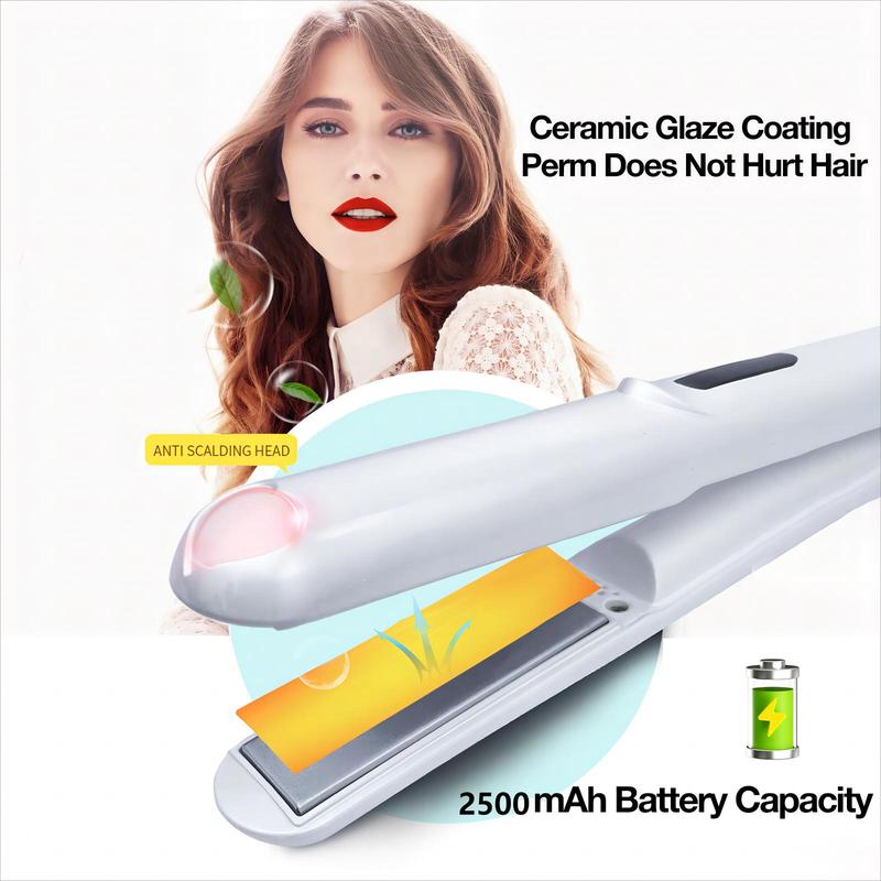 Portable Rechargeable Hair Straightener, USB Rechargeable Ceramic Hair Straightener with 1 Combe & 2 Clips, Hair Straightening Tool, Hairdressing Tool, Christmas Gift