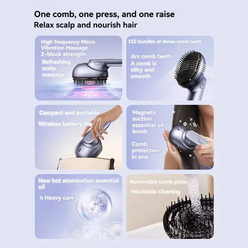 Electric Hair Massager, Portable USB Rechargeable Hair Scalp Massager, Multi-functional Hair Care Tool for Women & Men