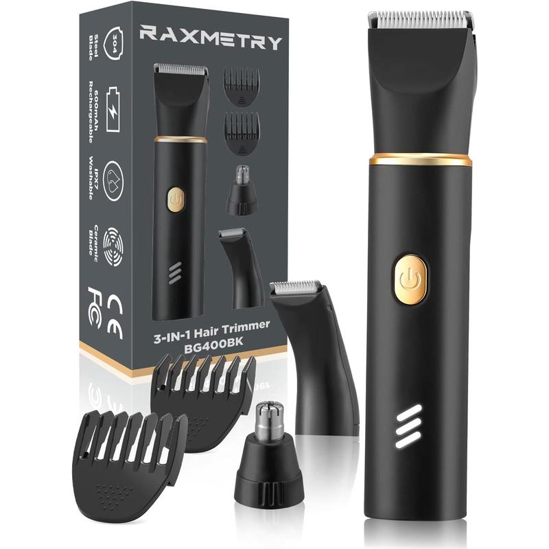 Manscape Trimmer for Men-3 in 1 Electric Groin Groomer,IPX7 Waterproof,Body Hair Trimmer for Ball Pubic Chest Beard Nose Hair Trimmer,USB-C Charging, Gifts for Him Dad