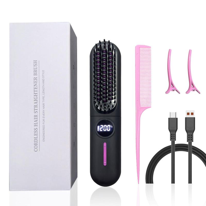 Wireless Portable Hair Straightener, USB Rechargeable Hair Straightening Comb, Multi-functional Styling Tool for Home School Office, Christmas Gift