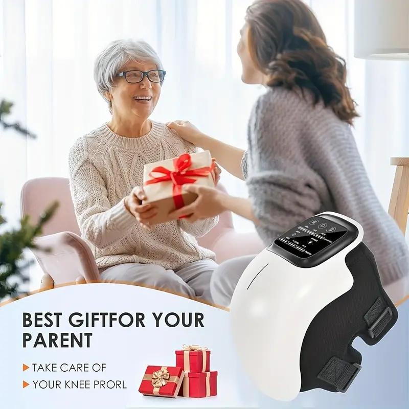 Cordless Knee Massager with Heat and Vibration,  LED Screen, Easy to Use, Adjustable Temperature, Portable Massager for Knee shoulder, Gift for Your parents