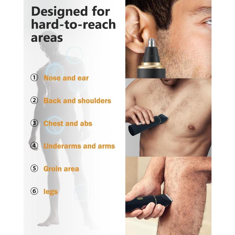 Manscape Trimmer for Men-3 in 1 Electric Groin Groomer,IPX7 Waterproof,Body Hair Trimmer for Ball Pubic Chest Beard Nose Hair Trimmer,USB-C Charging, Gifts for Him Dad