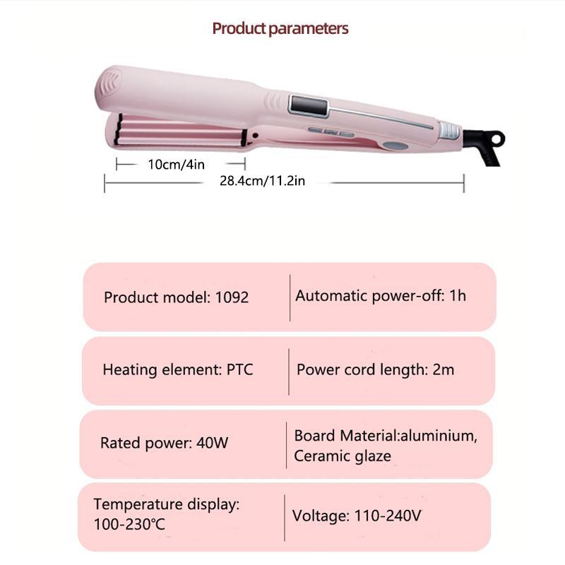 Professional Hair Straightener, 1 Box Ceramic Hair Straightener with Temperature Adjustable & LCD Display, Long-lasting Styling Flat Iron