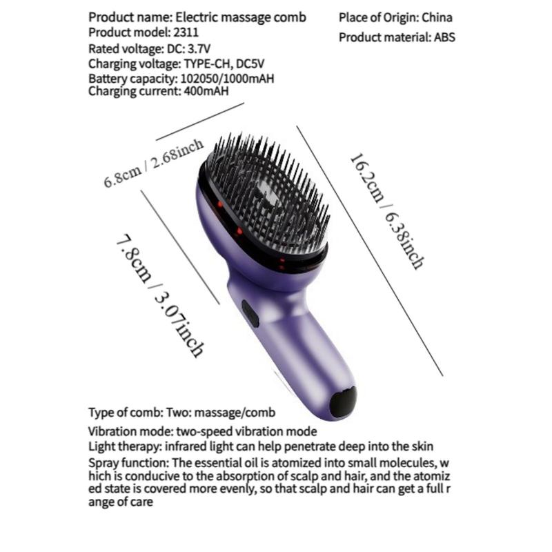 Electric Hair Massager, Portable USB Rechargeable Hair Scalp Massager, Multi-functional Hair Care Tool for Women & Men