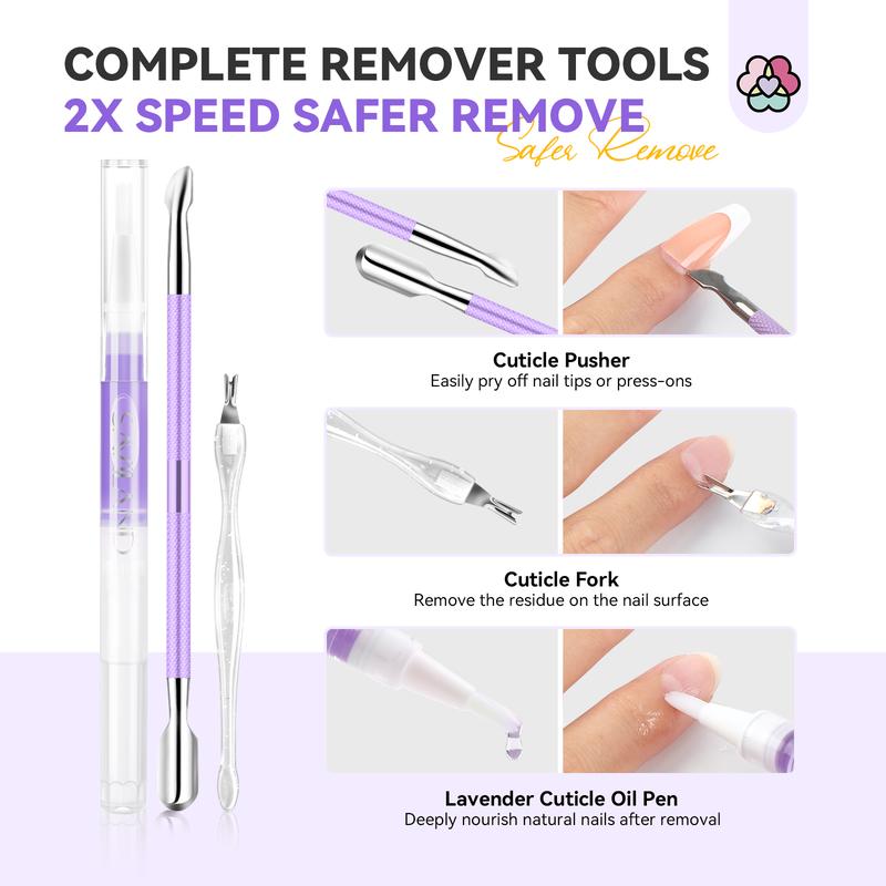 SAVILAND Fast Nail Glue Remover Kit: Press-on Nails Cuticle Oil Pen Vitamin E Castor Oil Complete with Cuticle Tools Nail care & Manicure treatments