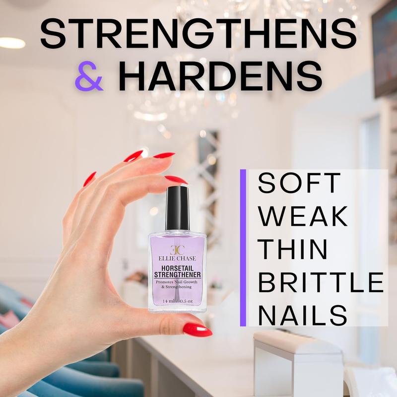 Horsetail Nail Strengthener, Growth, Hardener, Repair Treatment Polish 0.5 OZ Help Splits, Breaks, Thin, Weak, Chipped, Damaged, Cracked, Peeling Nails Grow Strong Hard Thicker Nails