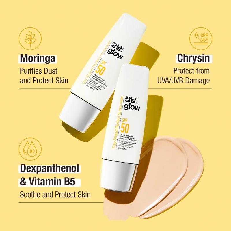 GANGNAM GLOW - Day Shield Perfect Sunscreen SPF50+ Broad Spectrum | KOREAN MINERAL SUNSCREEN WITH NO WHITECAST, NEXT HOLY GRAIL K-BEAUTY SUNSCREEN