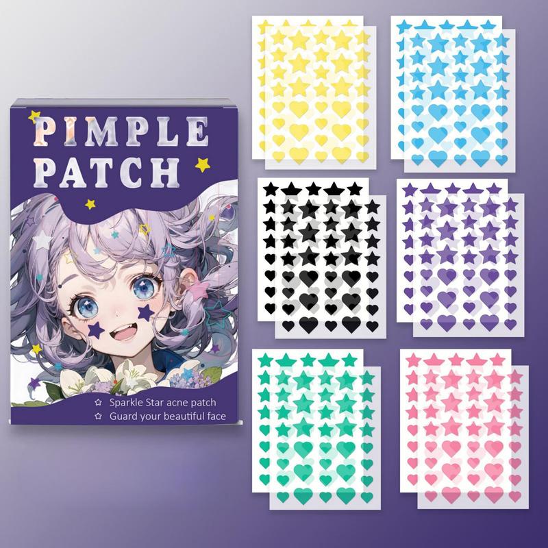 Heart & Star Pattern Acne Covering Patches, 432pcs Face Covering Sticker for Pimple, Zits, Blemish, Facial Skin Care Products for Women & Men