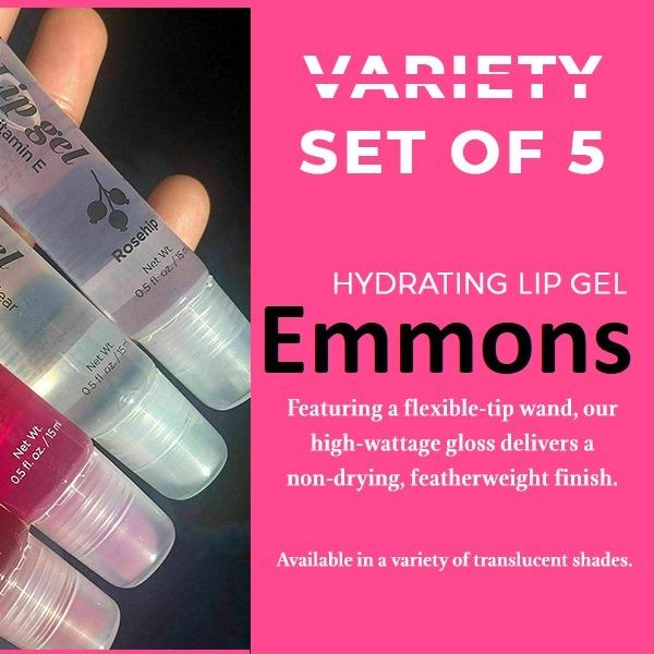 VARIETY SET OF 5   Hydrating Lip Gel - Vitamin E (Clear, Rosehip Oil, Bubble Gum, Cherry, Strawberry) For pretty girls Skincare Comfort