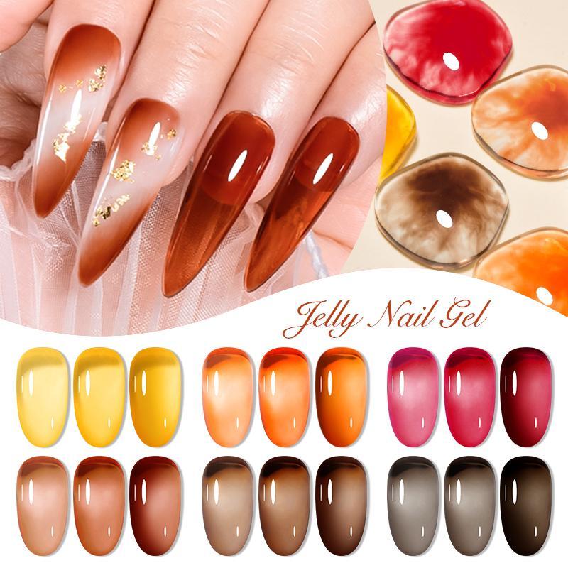 Jelly Crystal Gel Nail Polish Set, 26pcs Translucent Color Nail Gel with Sheer Ice Clear Effect, Nail Art & Nail Polish for Women & Girls, Christmas Gift