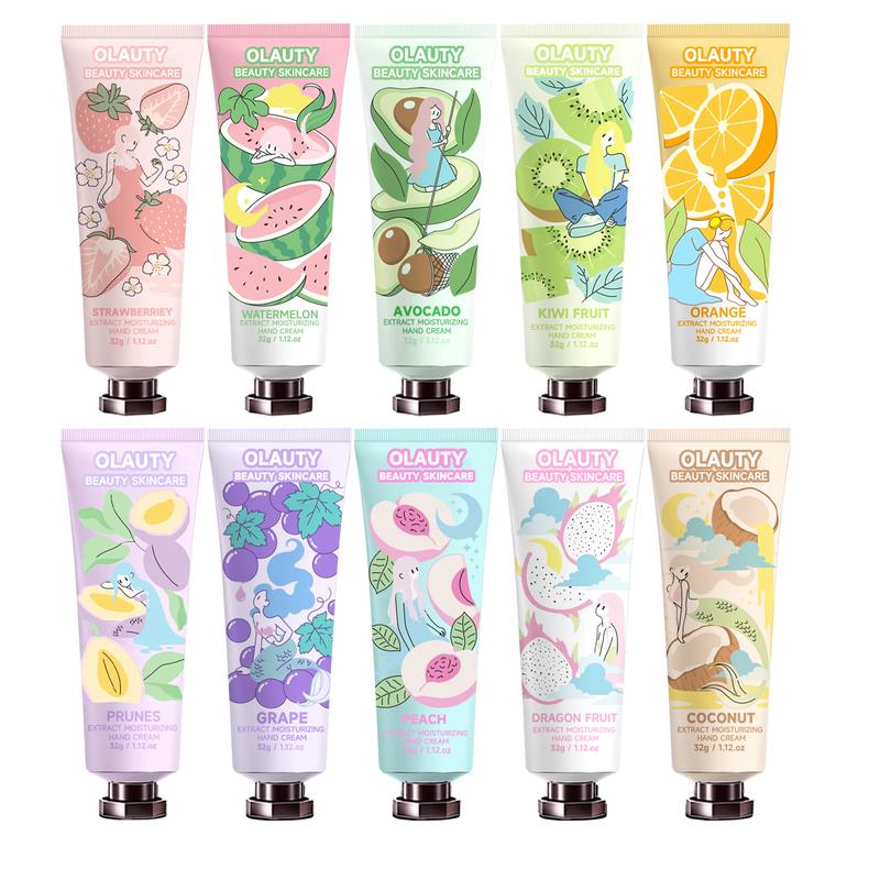 10 Pack Fruits Fragrance Hand Cream, Moisturizing Hand Care Cream Travel Gift Set With Shea Butter Natural Aloe and Vitamin E For Men And Women-30ml