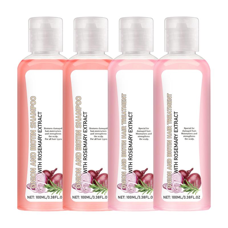 Onion, Rosemary and Biotin Set for Stronger, Thicker and Longer Hair - Soft and Shine, Hair Growth, Growth for All Hair Types - Hair Hydrating Shampoo & Treatment Cleansing, Biotin Hair Set,anti-hair loss,Moisturizing Hair